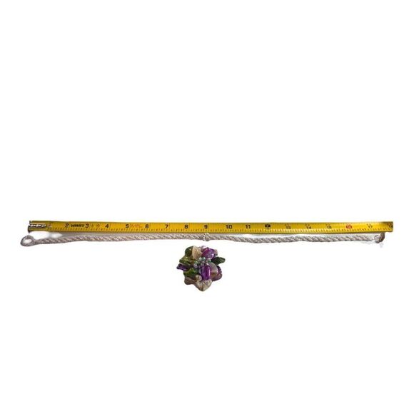 Handmade Seashell Necklace Flower Colorful Statement Piece Mother of Pearl 17" - Picture 5 of 6